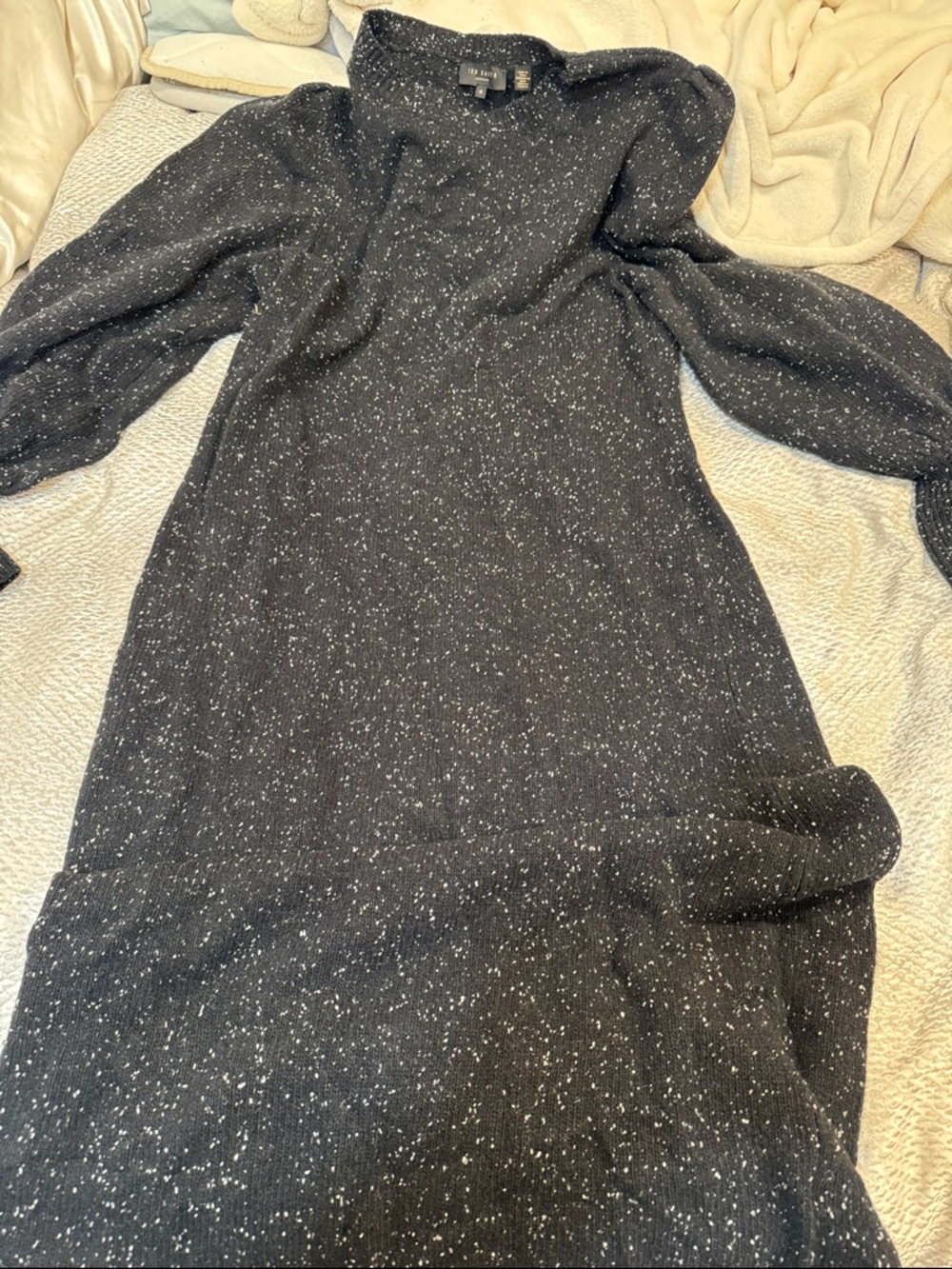 Ted Baker Black Speckled Knit Crewneck dress